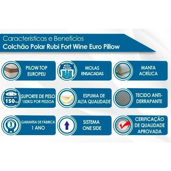 Encontraproduto.com.br - Cama Box Solteiro: Colchão Molas Polar RubiBase Rústico White(88x188)