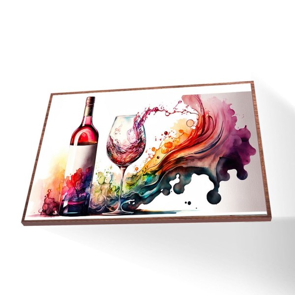Encontraproduto.com.br - Quadro Vinho Colorido Canvas Sem Vidro Tamanho-moldura 90x60 Filete Cor Madeira