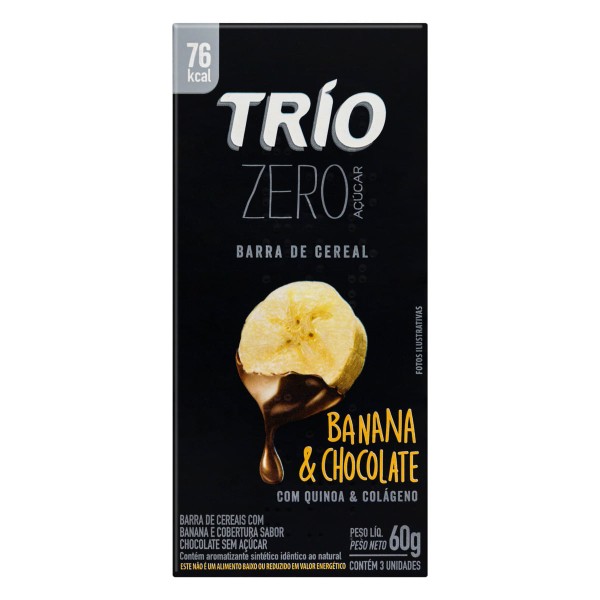Barra de Cereal Trio Zero Açúcar Banana/Chocolate 54g