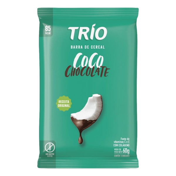 Encontraproduto.com.br - Barra de Cereal Trio Coco/Chocolate c/ 3 Unid 60g