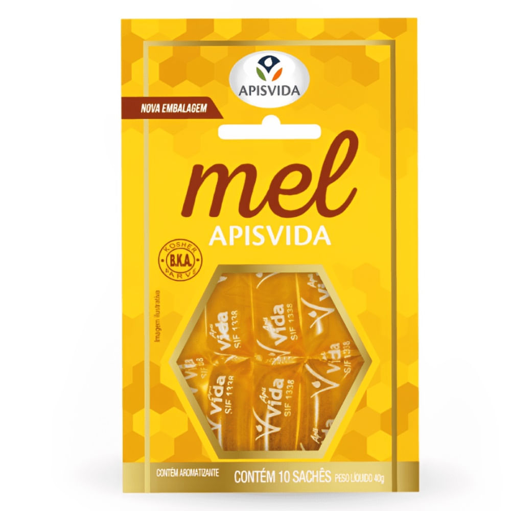 Encontraproduto.com.br - Mel Tradicional Apis Vida 10 Sachês