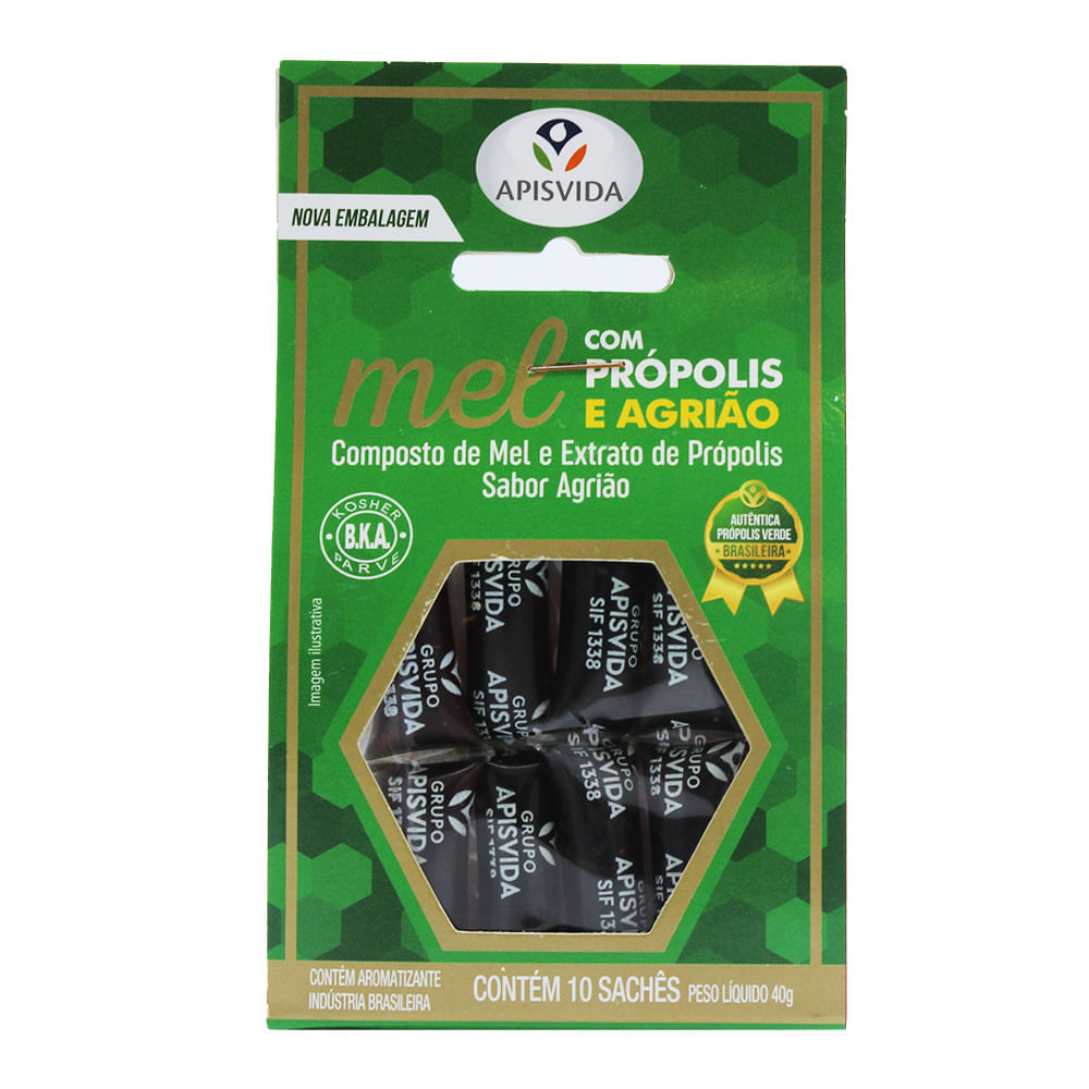 Encontraproduto.com.br - Mel Composto Própolis e Agrião Apis Vida 40g