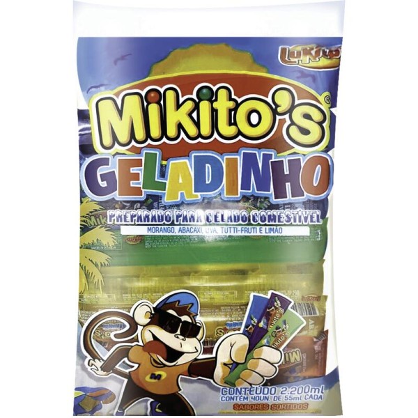 Encontraproduto.com.br - Geladinho Din Din Mikitos Vários sabores Fardo com 40x55ml