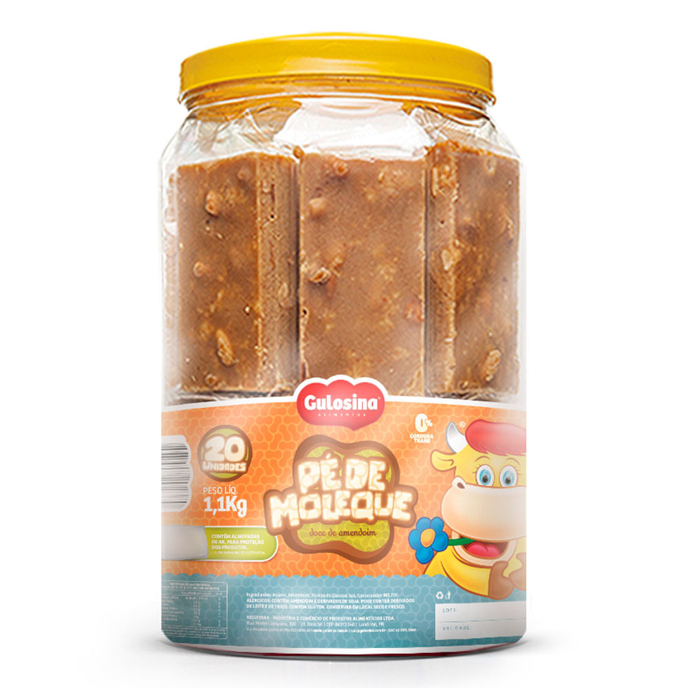 Encontraproduto.com.br - Pé de Moleque Embrulhado Pote com 1,1Kg - Gulosina