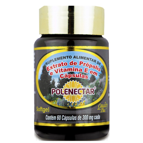 Encontraproduto.com.br - Extrato de Própolis com Vitamina E (300mg) 60 Softgels - Polenectar