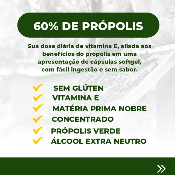 Encontraproduto.com.br - Extrato de Própolis com Vitamina E (300mg) 60 Softgels - Polenectar