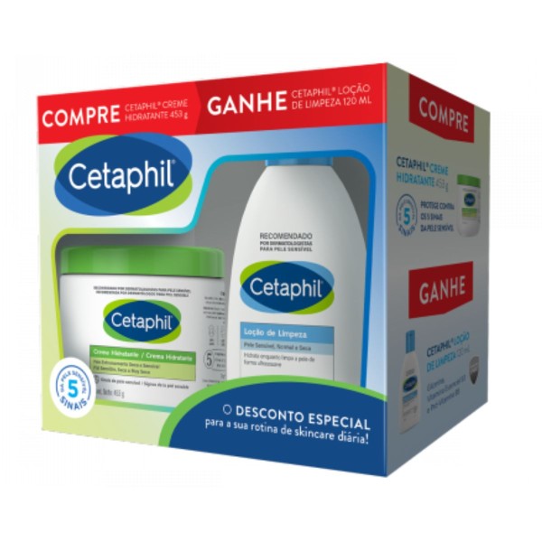 Encontraproduto.com.br - Kit Cetaphil Creme Hidratante de 453g E Loção de Limpeza Com 120ml
