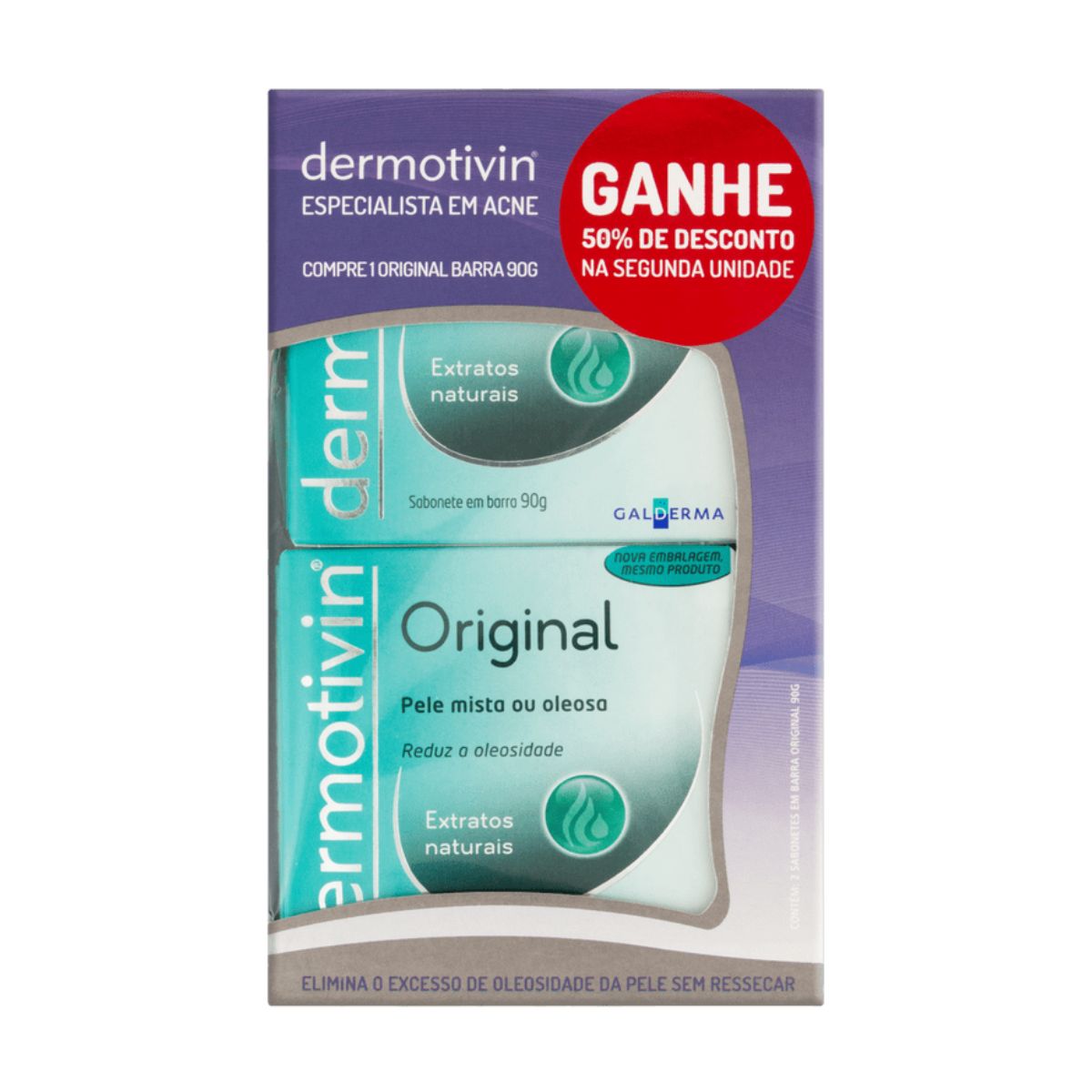 Kit Sabonete em Barra Dermotivin Original 2 Unidades 90g 50% de Desconto na 2ª Unidade