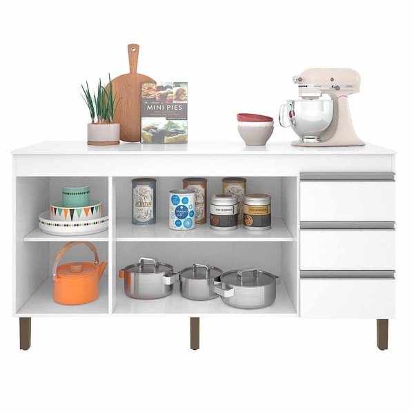 Encontraproduto.com.br - Balcão Para Cozinha Karen 1590cm Branco - Peternella