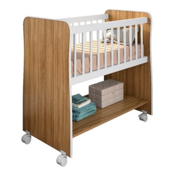 Encontraproduto.com.br - Mini Berço Rubi Nature-branco - Peternella Móveis