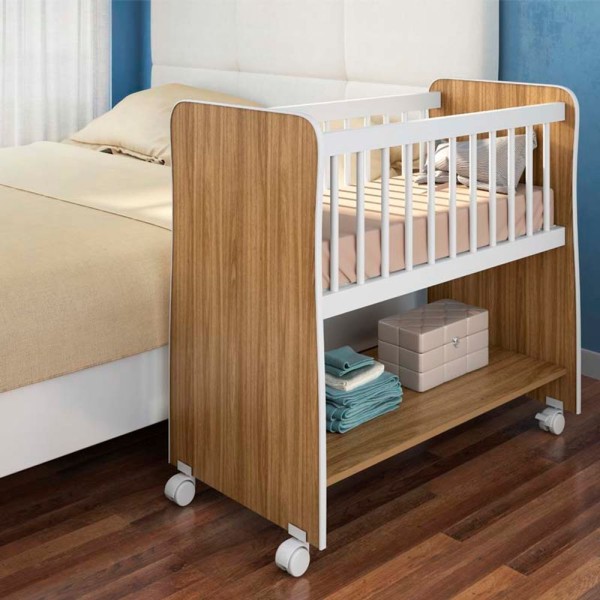 Encontraproduto.com.br - Mini Berço Rubi Nature-branco - Peternella Móveis