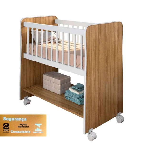 Encontraproduto.com.br - Mini Berço Rubi Nature-branco - Peternella Móveis