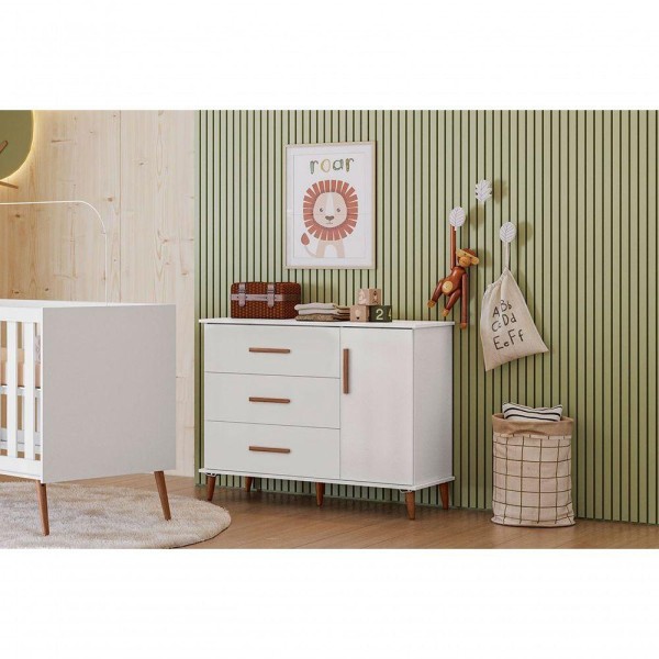 Encontraproduto.com.br - Cômoda Infantil Topázio Retrô 1 Porta E 3 Gavetas Peternella