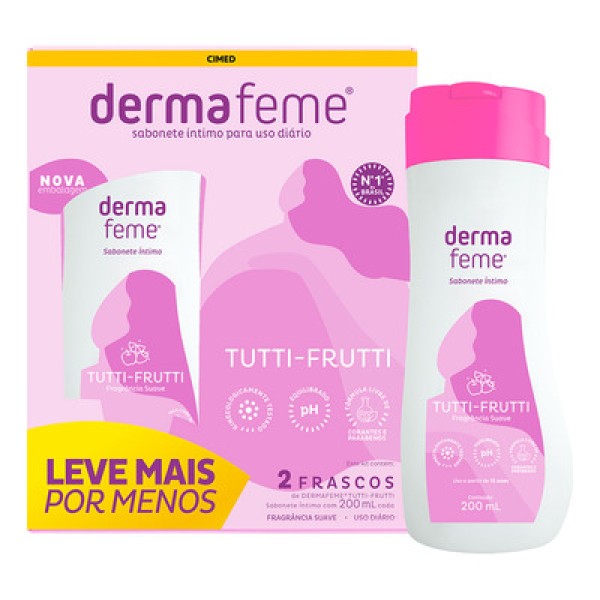 Kit Sabonete Liquido Intimo Dermafeme Tutti-frutti Com 2 Unidades 200ml  Cada Especial