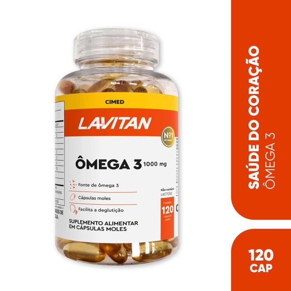 Encontraproduto.com.br - Suplemento Vitamínico LAVITAN Ômega 3 1000mg com 120 Cápsulas Gelatinosas