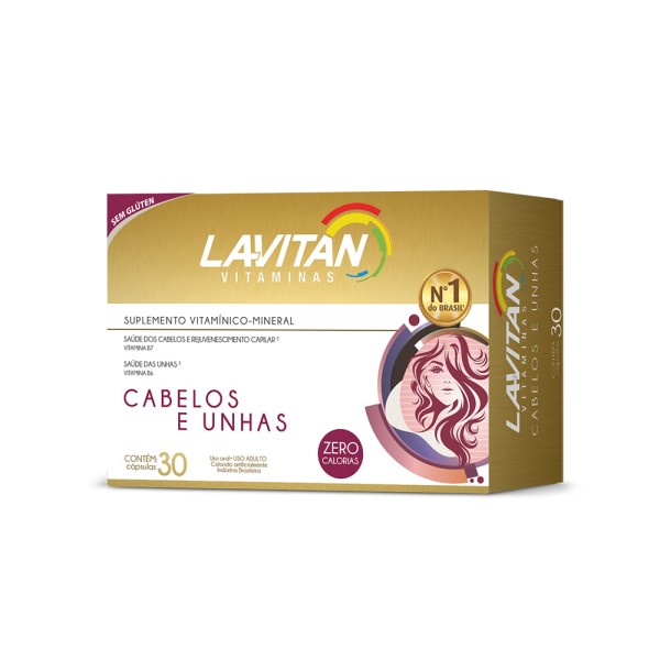 Encontraproduto.com.br - Lavitan Suplemento Vitamínico Cabelos e Unhas Com 30 Cápsulas
