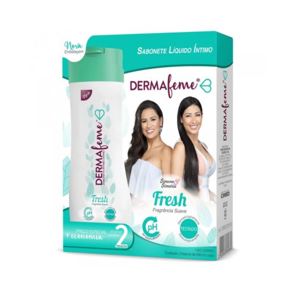 Encontraproduto.com.br - Kit Sabonete Líquido Íntimo Fresh Dermafeme - 2 unidades