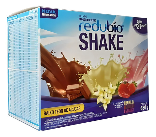 Shake Redubío Chocolate + Baunilha + Morango, 630G