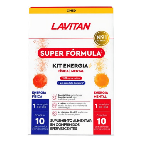 Lavitan Super Fórmula Kit Energia Física e Mental 150mg - 20 comprimidos efervescentes