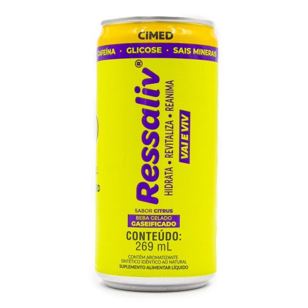 Encontraproduto.com.br - Isotônico Cimed Ressaliv com Gás Sabor Citrus Lata 269ml