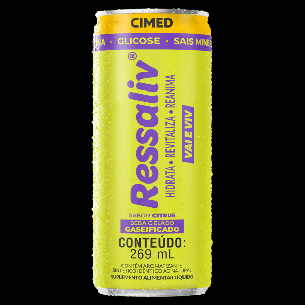 Encontraproduto.com.br - Isotônico Cimed Ressaliv com Gás Sabor Citrus Lata 269ml