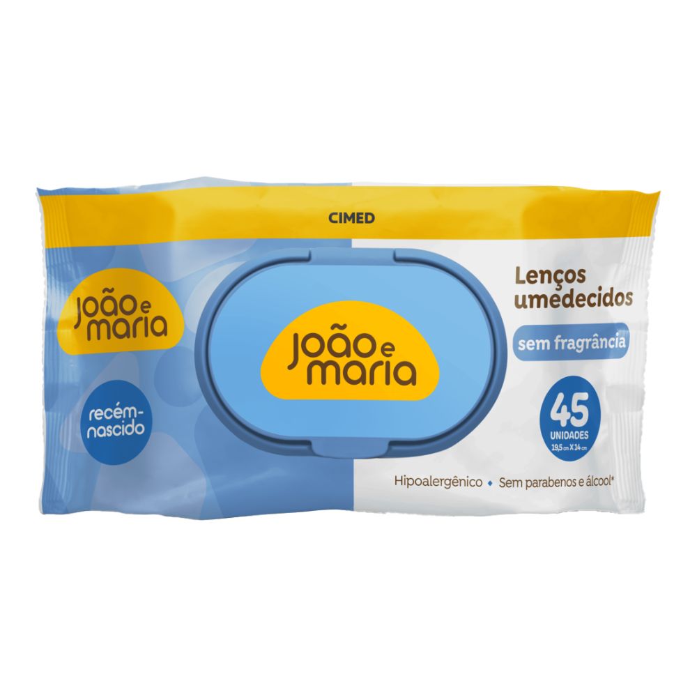 Lenco Umedecido Joao E Maria Recem-nascido 45 Unidades