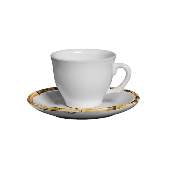 Encontraproduto.com.br - Jogo de 6 Xicaras para Café com Pires em Bambu Branco 100ml