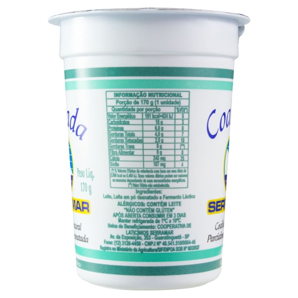 Encontraproduto.com.br - Coalhada Natural Parcialmente Desnatada Serramar 170g