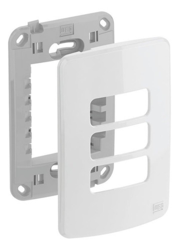 Encontraproduto.com.br - Placa Suporte 4X2 3 Posições Branco Composé