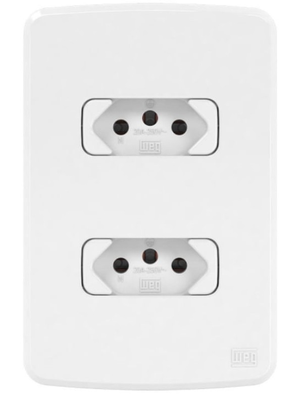 Encontraproduto.com.br - Conjunto Tomada Compose 2 Módulos 2P + T 10A Branco Weg