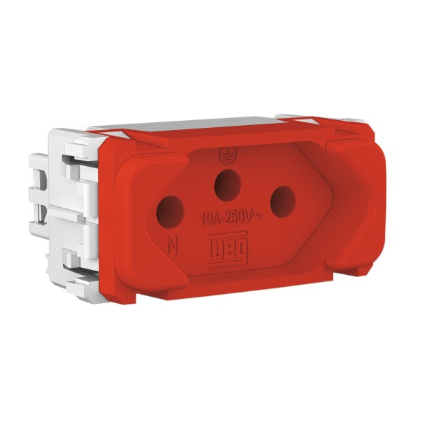 Encontraproduto.com.br - Tomada 2P+T 10A 250v Composé Vermelho Weg