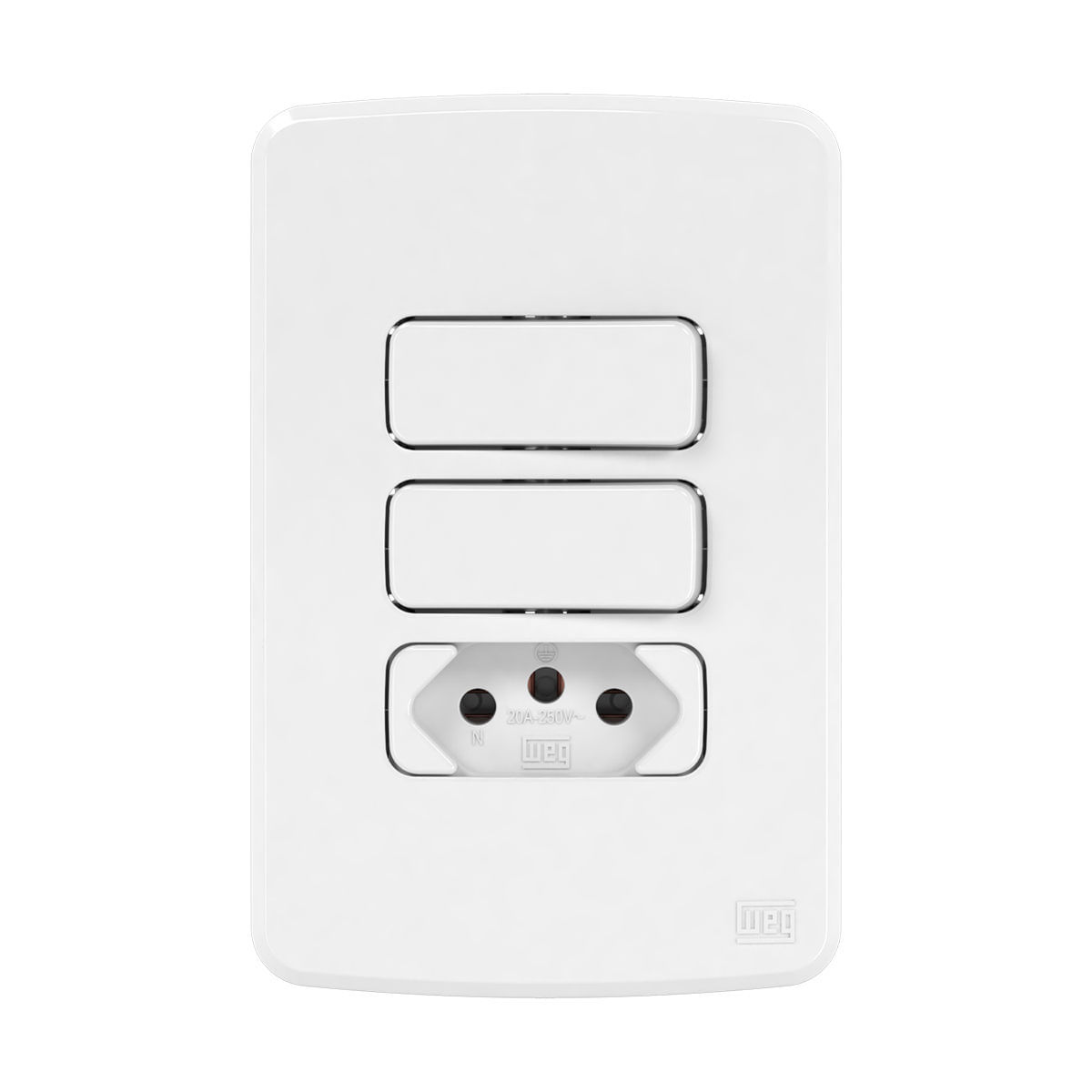 Encontraproduto.com.br - 2 Interruptores 4x2 1 Tomada 20A Composé Branco Weg Equipamentos