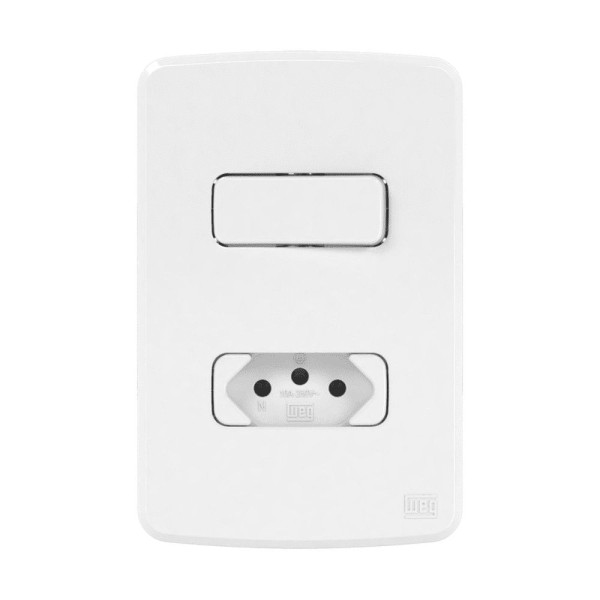 Encontraproduto.com.br - Conjunto Montado 1 Interruptor Paralelo E 1 Tomada 2P+T 20A Pb Branco Composé Weg