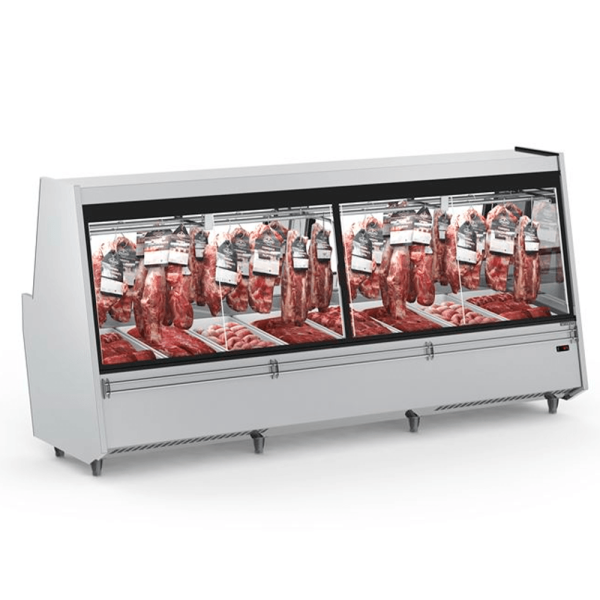 Balcão de Açougue Expositor Atlantis com Gancheira EAAG-3000 - Aço Inox 430 3m Iluminação LED 3 a 10°C - Refrimate