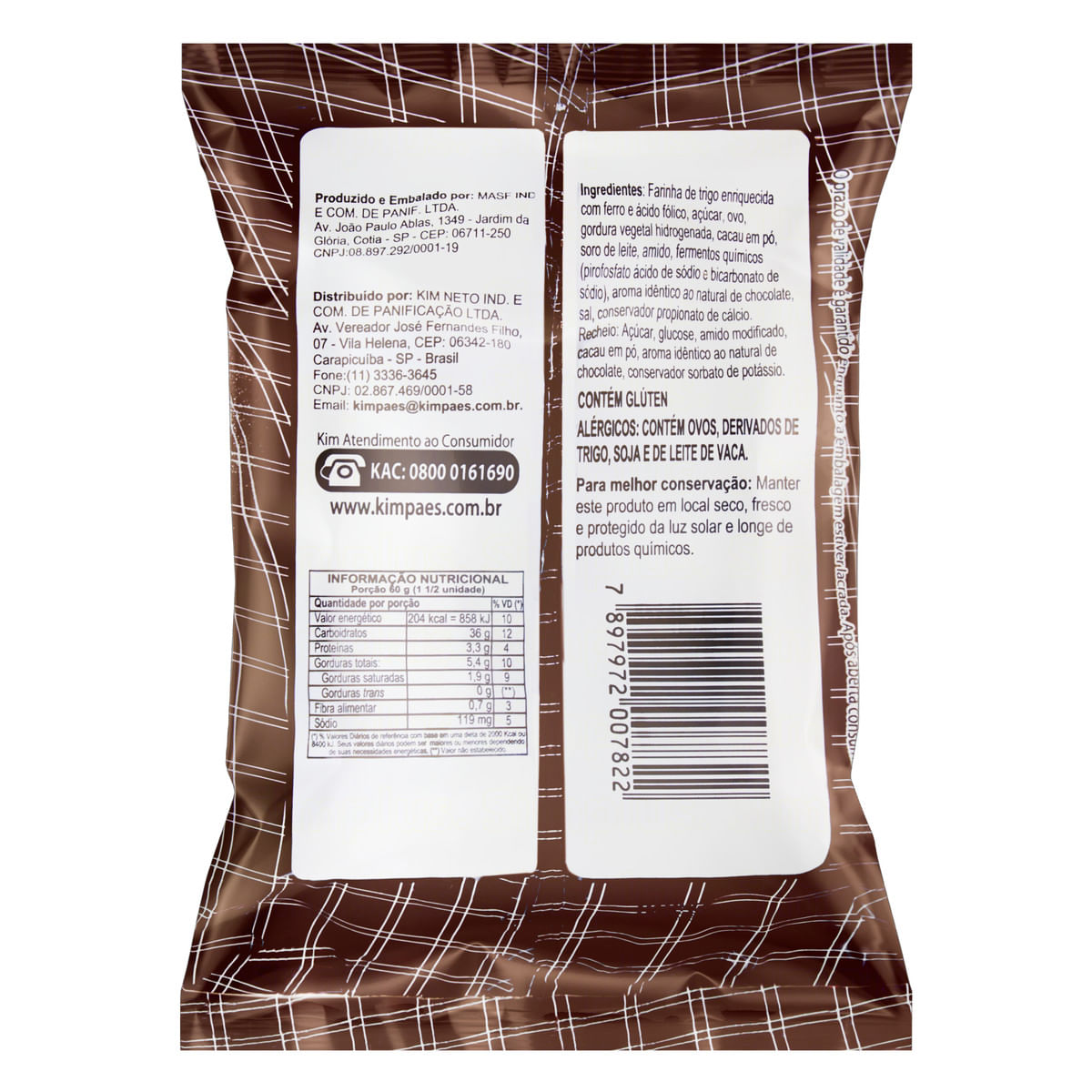 Mini Bolo Kim Chocolate com Chocolate Pacote com 70g