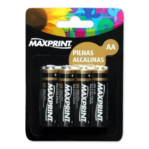 Encontraproduto.com.br - Pilha Alcalina Maxprint, AA Pequena 1,5V, Com 4 Unidades - 756343
