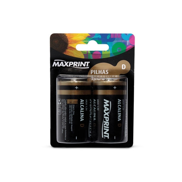 Encontraproduto.com.br - Pilha Alcalina D - Blister c/2 - Maxprint