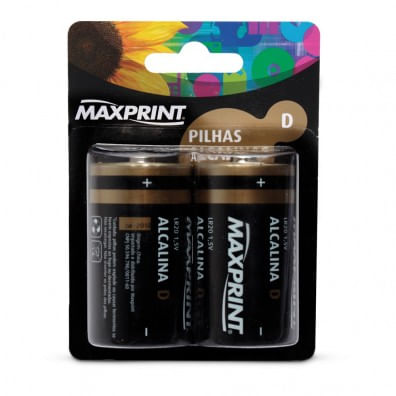 Encontraproduto.com.br - Pilha Alcalina D - Blister c/2 - Maxprint