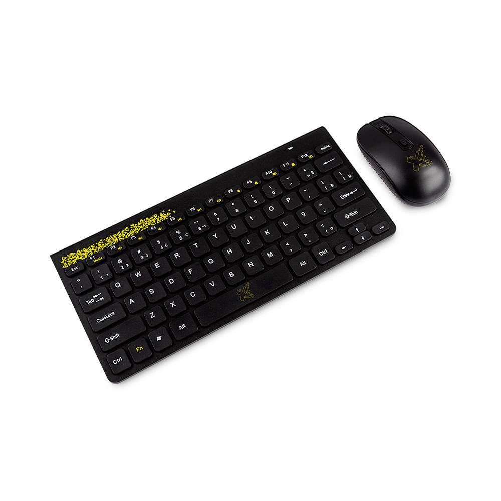 Encontraproduto.com.br - Kit teclado e Mouse Maxprint Freestyle Sem Fio series Amarelo