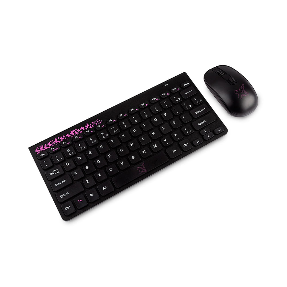 Encontraproduto.com.br - Kit teclado e Mouse Maxprint Freestyle Sem Fio series Rosa