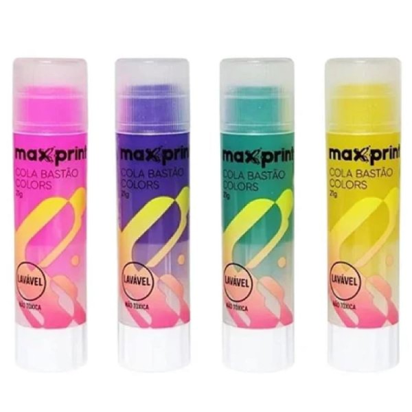 4X Cola Bastão Colors 21g Maxprint Sortida