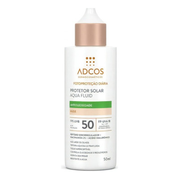 Protetor Solar Facial Antioleosidade Adcos Aqua Fluid FPS50 Nude