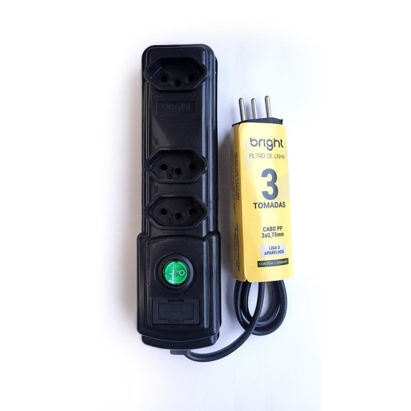 Filtro de Linha 3 Tomadas Bright FL002 Preto