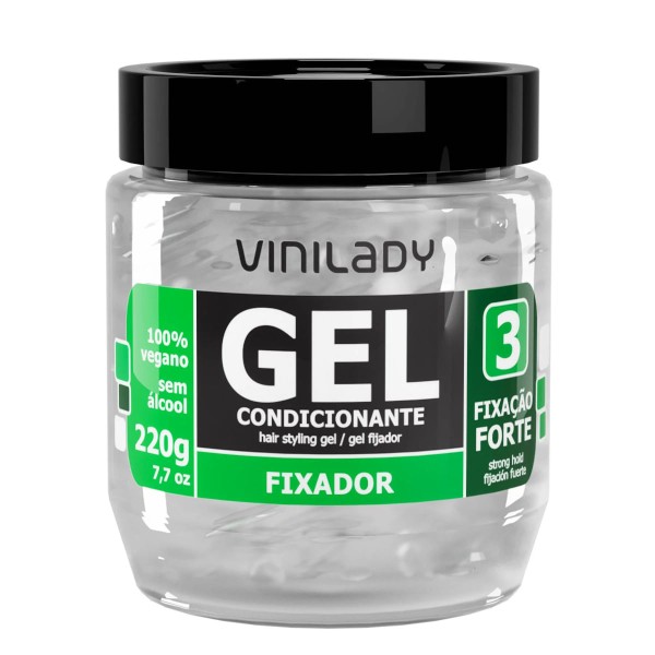 Encontraproduto.com.br - Gel Fixador Para Cabelo Vini Lady Fixação Forte 3 220g