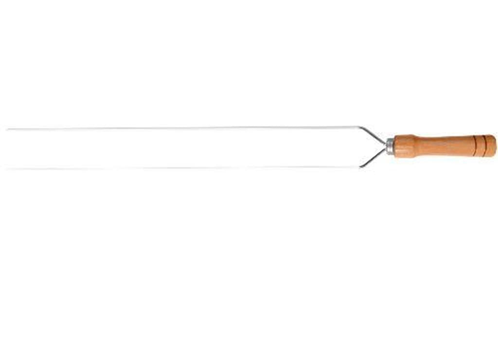 Encontraproduto.com.br - Espeto Duplo para Churrasco de Aço Niquelado com Cabo de Madeira Stolf 75 cm