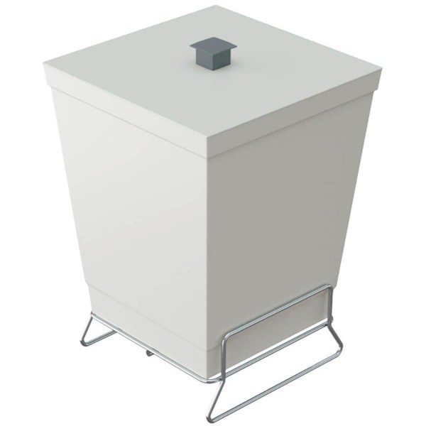Encontraproduto.com.br - Lixeira Para Banheiro Plástica Com Suporte Cromado E Anel Interno 6,5l Com Tampa Stolf Areia