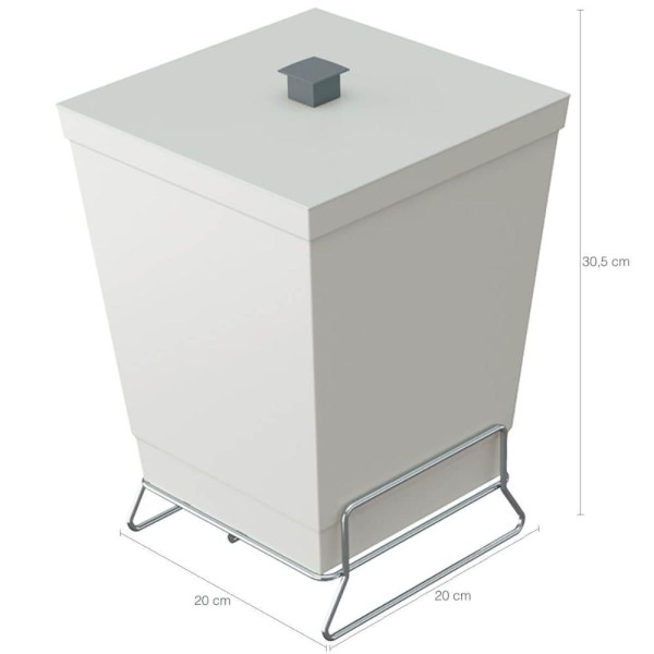 Encontraproduto.com.br - Lixeira Para Banheiro Plástica Com Suporte Cromado E Anel Interno 6,5l Com Tampa Stolf Areia
