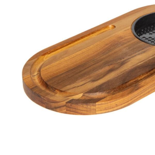 Encontraproduto.com.br - Tábua de corte teca com recipiente plástico Stolf 36x18cm
