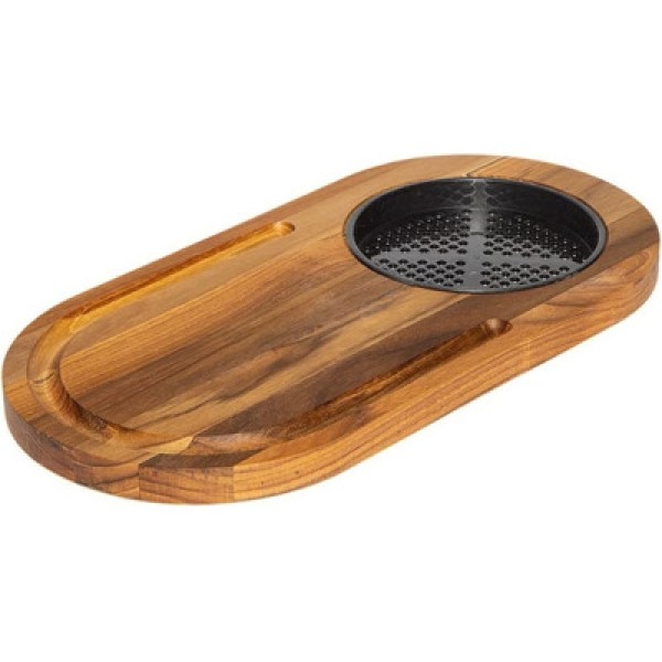 Encontraproduto.com.br - Tábua de corte teca com recipiente plástico Stolf 36x18cm