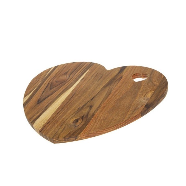 Tábua Coração Para Frios De Madeira Teca - Stolf 23x24cm